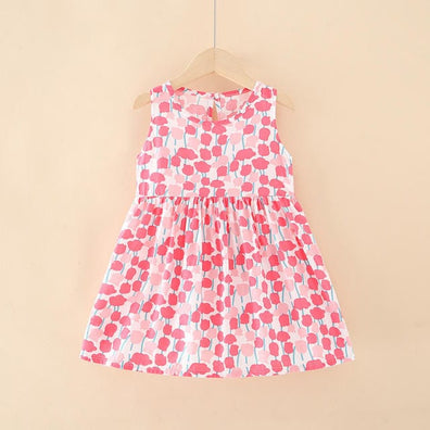 JF Pink Flower Printed Frock FD6082D